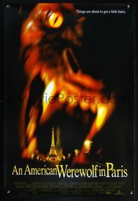 6s051 AMERICAN WEREWOLF IN PARIS int'l DS 1sh '97 horror image of giant werewolf behind Eiffel Tower