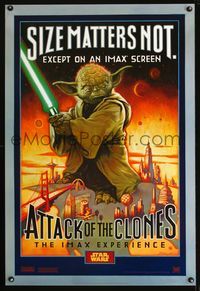 6s062 ATTACK OF THE CLONES DS IMAX style A 1sh '02 Star Wars, really cool art of Yoda by McMacken!