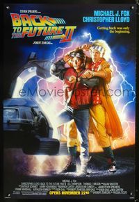 6s064 BACK TO THE FUTURE II advance 1sh '89 art of Michael J. Fox & Christopher Lloyd by Struzan!