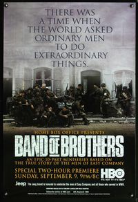 6s069 BAND OF BROTHERS TV advance 1sh '01 Damian Lewis, Donnie Wahlberg, WWII!
