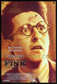6s070 BARTON FINK DS 1sh '91 Coen Brothers, wacky c/u of John Turturro with mosquito on forehead!