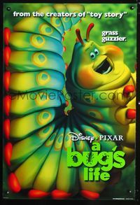 6s119 BUG'S LIFE DS caterpillar teaser 1sh '98 Walt Disney, Pixar CG cartoon, grass guzzler!
