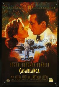 6s127 CASABLANCA video 1sh R92 Dudash art of Humphrey Bogart & Ingrid Bergman, Curtiz classic!