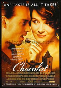 6s135 CHOCOLAT 1sh '00 Johnny Depp, Juliette Binoche, one taste is all it takes!