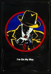 6s165 DICK TRACY DS On My Way style teaser 1sh '90 art of Warren Beatty as Gould's classic detective!
