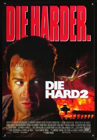 6s169 DIE HARD 2 DS int'l 1sh '90 tough guy Bruce Willis is in the wrong place at the right time!