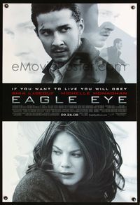6s181 EAGLE EYE DS advance 1sh '08 LaBeouf, Michelle Monaghan, if you want to live you will obey!