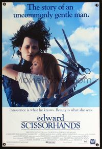 6s185 EDWARD SCISSORHANDS DS int'l 1sh '90 Tim Burton & Johnny Depp classic, Winona Ryder!
