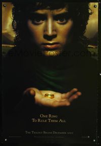 6s351 LORD OF THE RINGS: THE FELLOWSHIP OF THE RING DS one ring teaser 1sh '01 J.R.R. Tolkien