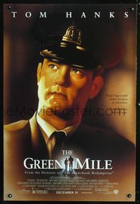 6s247 GREEN MILE DS advance 1sh '99 great image of Tom Hanks, Stephen King prison fantasy!