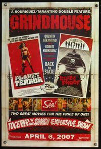 6s248 GRINDHOUSE DS advance 1sh '07 Rodriguez & Tarantino, Planet Terror & Death Proof!