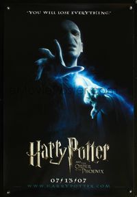 6s253 HARRY POTTER & THE ORDER OF THE PHOENIX DS teaser 1sh '07 David Yates, creepy Ralph Fiennes!