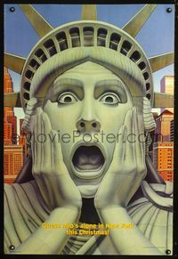 6s260 HOME ALONE 2 DS teaser 1sh '92 wacky art of the Statue of Liberty!
