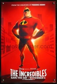 6s276 INCREDIBLES Mr. Incredible style advance DS 1sh '04 Disney/Pixar animated superhero family!