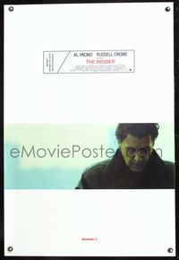 6s286 INSIDER DS advance 1sh '99 close-up of Al Pacino, Michael Mann directed, cigarette box design!