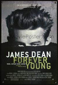 6s294 JAMES DEAN: FOREVER YOUNG DS video poster '05 cool picture of the rebel, narrated by Martin Sheen!