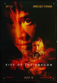 6s319 KISS OF THE DRAGON DS teaser style A 1sh '01 close-ups of Jet Li, Bridget Fonda!