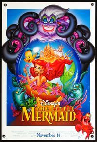 6s340 LITTLE MERMAID DS advance 1sh R97 Ariel & cast, Disney underwater cartoon!