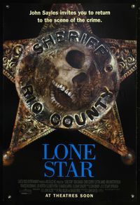 6s347 LONE STAR advance 1sh '96 John Sayles, cool image of skull in sheriff badge!