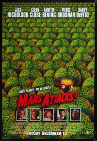 6s366 MARS ATTACKS! Fryday advance 1sh '96 directed Tim Burton, great image of alien brains!
