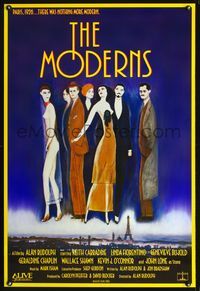 6s384 MODERNS 1sh '88 Alan Rudolph, Keith Carradine, cool artwork of trendy 1920's people!