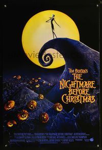 6s409 NIGHTMARE BEFORE CHRISTMAS DS 1sh '93 Tim Burton, Disney, great horror cartoon image!