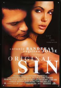 6s422 ORIGINAL SIN int'l 1sh '01 sexy close-up of Antonio Banderas & Angelina Jolie!