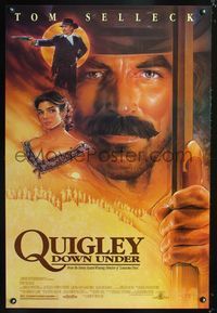 6s457 QUIGLEY DOWN UNDER 1sh '91 art of Tom Selleck & Laura San Giacomo by Chorney!