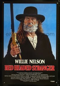 6s462 RED-HEADED STRANGER 1sh '86 great art of Willie Nelson w/gun by Tanenbaum, western!