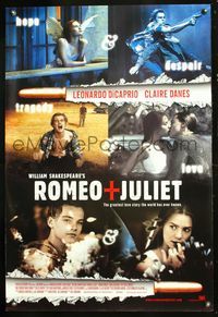 6s474 ROMEO & JULIET int'l style C DS 1sh '96 Leonardo DiCaprio, Claire Danes, hope & despair!