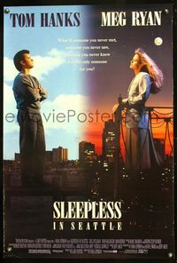6s502 SLEEPLESS IN SEATTLE DS 1sh '93 Nora Ephron directed, romantic Tom Hanks & Meg Ryan!