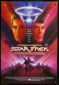 6s520 STAR TREK V advance 1sh '89 The Final Frontier, William Shatner & Leonard Nimoy by Bob Peak!