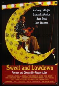 6s535 SWEET & LOWDOWN 1sh '99 directed by Woody Allen, Sean Penn playing guitar!