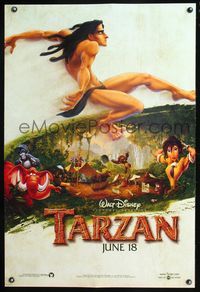6s540 TARZAN DS advance 1sh '99 cool Walt Disney jungle cartoon, from Edgar Rice Burroughs story!