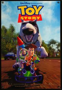 6s568 TOY STORY int'l 1sh '95 Disney & Pixar, Buzz & Woody race away from dog!