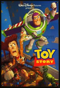 6s566 TOY STORY DS 1sh '95 Disney & Pixar cartoon, great image of Buzz, Woody & cast!