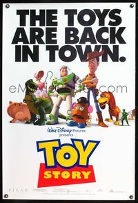 6s567 TOY STORY DS 1sh '95 Disney & Pixar cartoon, great image of Buzz, Woody & cast!