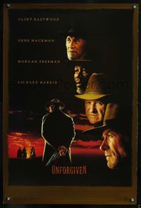 6s580 UNFORGIVEN DS 1sh '92 classic image of gunslinger Clint Eastwood with his back turned!