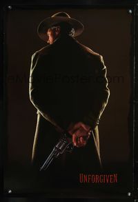 6s582 UNFORGIVEN teaser 1sh '92 classic image of gunslinger Clint Eastwood with his back turned!