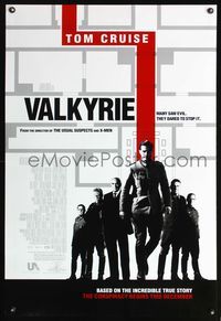 6s584 VALKYRIE DS advance 1sh '08 Bryan Singer, Tom Cruise, German plot to assassinate Hitler!