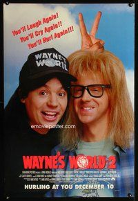 6s596 WAYNE'S WORLD 2 DS advance 1sh '93 Mike Myers, Dana Carvey, from Saturday Night Live sketch!