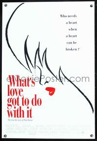 6s601 WHAT'S LOVE GOT TO DO WITH IT int'l DS 1sh '93 cool silhouette artwork of Tina Turner!