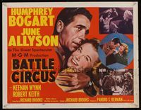 6t047 BATTLE CIRCUS style B 1/2sh '53 great artwork of Humphrey Bogart hugging June Allyson!