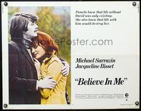 6t050 BELIEVE IN ME 1/2sh '71 close up of Michael Sarrazin holding Jacqueline Bisset!