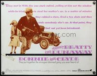 6t077 BONNIE & CLYDE 1/2sh '67 notorious crime duo Warren Beatty & Faye Dunaway w/tommy guns!