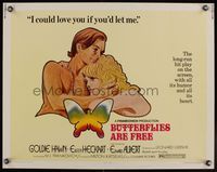 6t091 BUTTERFLIES ARE FREE 1/2sh '72 cool art of would-be lovers Goldie Hawn & blind Edward Albert!