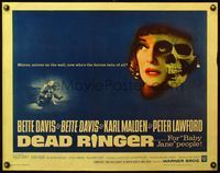 6t126 DEAD RINGER 1/2sh '64 creepy close up of skull & Bette Davis, who kills her own twin!