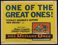 6t129 DEFIANT ONES 1/2sh '58 art of escaped cons Tony Curtis & Sidney Poitier chained together!
