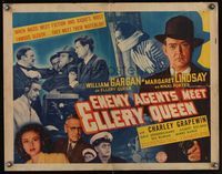 6t148 ENEMY AGENTS MEET ELLERY QUEEN montage 1/2sh '42 detective William Gargan fights Nazis!