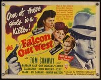 6t156 FALCON OUT WEST style B 1/2sh '44 great c/u of Tom Conway as The Falcon w/pretty women!